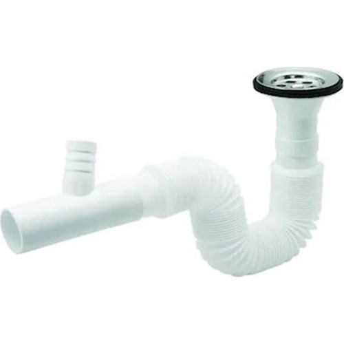 Tek Çatal Körüklü Lavabo Sifonu Çamaşır Çıkışlı Sifon